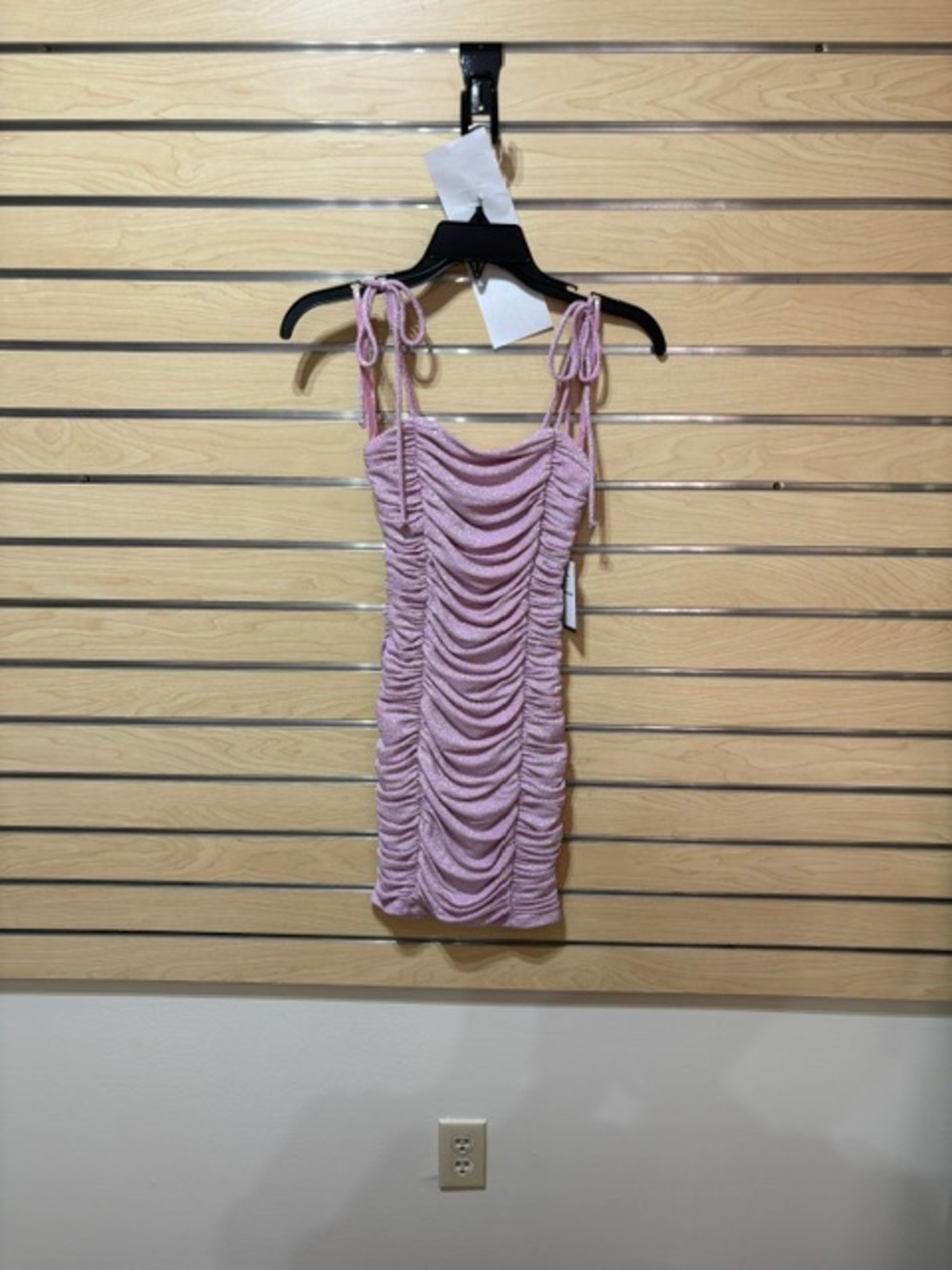 Jump Apparel Pink shoulder tie Dress with sparkle trim